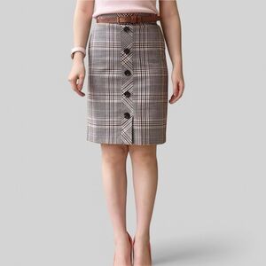 Ann Taylor petite Plaid pencil Skirt office siren light academia career‎ 4P
